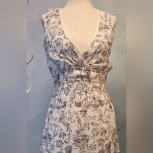 Converse Surplice Crochet Neck 100% Cotton Black and White Floral Dress S